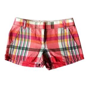 J.Crew 0 Plaid Pink Red Short Shorts Madras